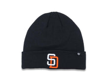 Load image into Gallery viewer, San Diego Padres &#39;47 Brand MLB Cuffed Basic Knit Beanie Dark Navy Blue Crown/Visor White/Orange Logo
