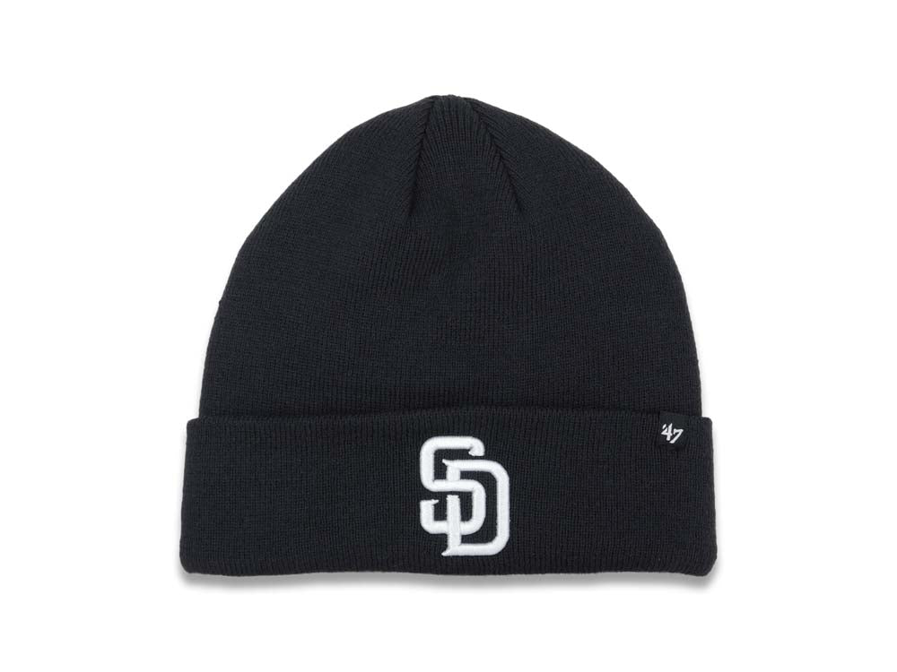San Diego Padres '47 Brand MLB Cuffed Basic Knit Beanie Dark Navy Blue Crown/Visor White Logo