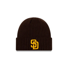 Load image into Gallery viewer, San Diego Padres New Era MLB Cuff Knit Team Color Dark Brown Crown/Cuff Yellow Gold Logo
