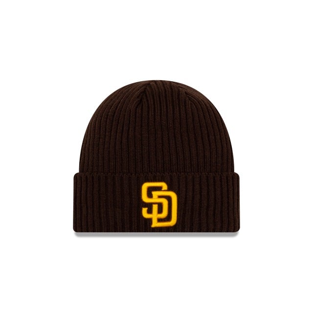 San Diego Padres New Era MLB Cuff Knit Team Color Dark Brown Crown/Cuff Yellow Gold Logo