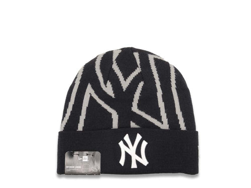 New York Yankees New Era NFL Logo Whiz Cuffed Knit Beanie Hat Black/Gray Crown/Visor Team Color Logo