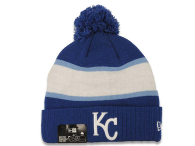 Kansas City Royals New Era MLB Cuffed Pom Pride A4 Knit Beanie Hat Royal Blue/White Crown/Visor Team Color Logo