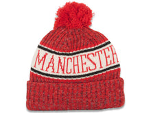 Load image into Gallery viewer, Manchester United New Era Soccer 2018 Sideline Cuffed Pom Knit Hat Red/White Crown/Visor Team Color Logo
