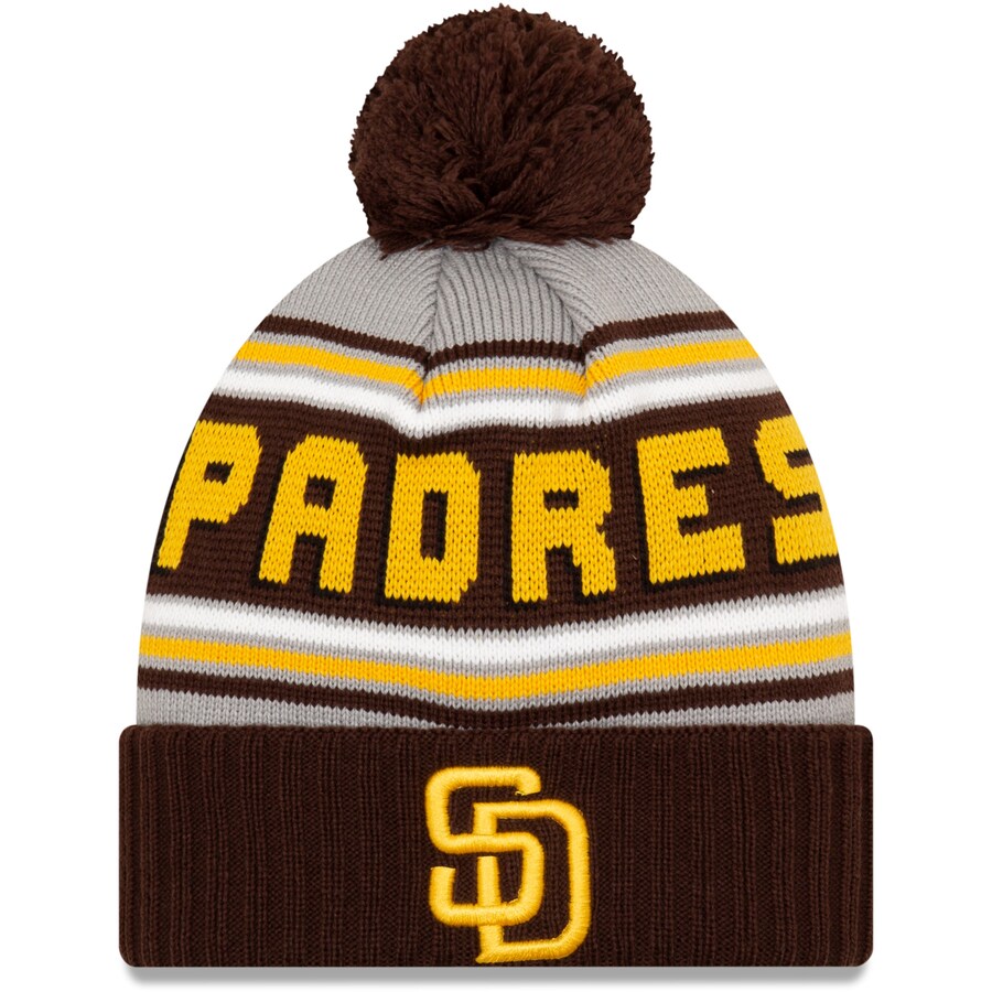 San Diego Padres New Era MLB Cuffed Pom Knit Gray/Brown Team Color Logo