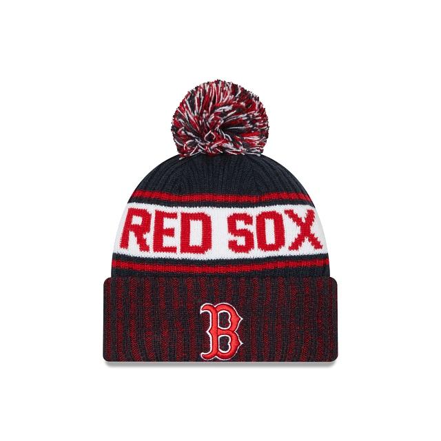 Boston Red Sox New Era MLB Cuffed Pom Knit Beanie Navy/White/Red Team Color (Knitmarl)
