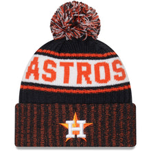 Load image into Gallery viewer, Houston Astros New Era MLB Cuffed Pom Knit Hat Navy/Orange Crown/Visor Team Color Logo (Knit Marl)
