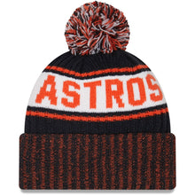 Load image into Gallery viewer, Houston Astros New Era MLB Cuffed Pom Knit Hat Navy/Orange Crown/Visor Team Color Logo (Knit Marl)
