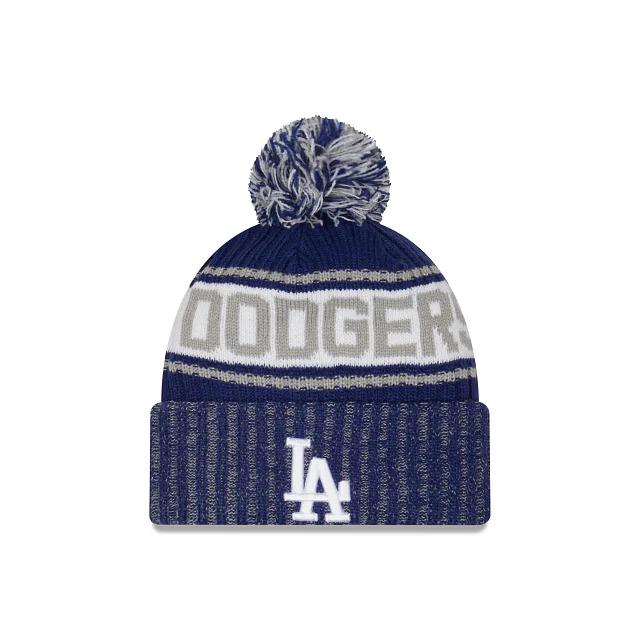 Los Angeles Dodgers New Era MLB Pom Cuffed Knit Beanie Royal/White/Gray Crown Royal Cuff White Logo Team Color (KnitMarl C3)