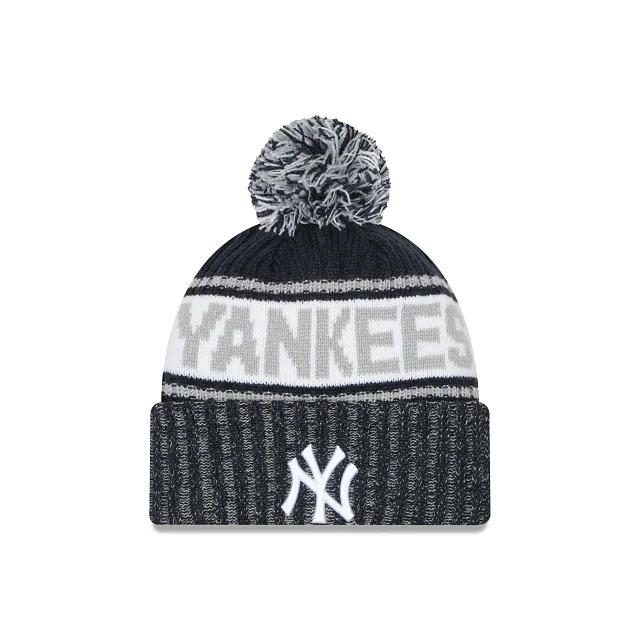 New York Yankees New Era MLB Cuffed Pom Knit Beanie Navy/White/Gray Team Color (Knitmarl)