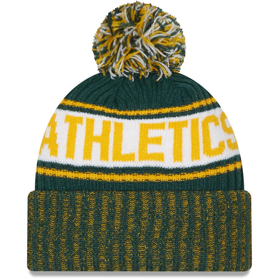 Oakland A's Athletics New Era MLB Cuffed Pom Knit Beanie Hat Green
