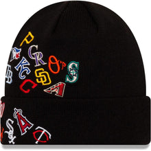 Load image into Gallery viewer, New Era MLB Cuff Knit Hat Black All Teams League Overload
