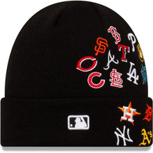 Load image into Gallery viewer, New Era MLB Cuff Knit Hat Black All Teams League Overload
