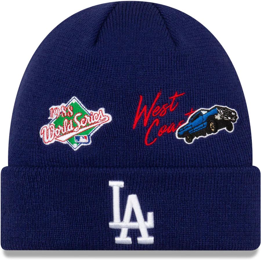Los Angeles Dodgers New Era MLB Cuff Knit Hat Team Color Royal Crown/Cuff White Logo 1988 World Series City Transit