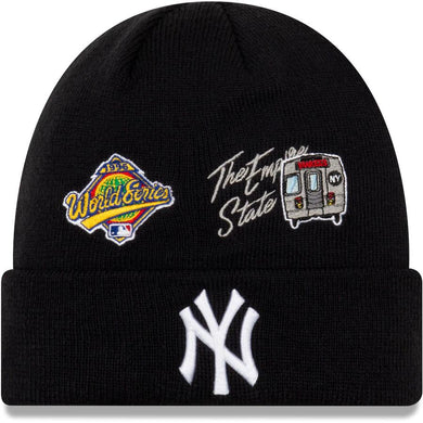 New York Yankees New Era MLB Cuff Knit Hat Team Color Navy Crown/Cuff White Logo 1996 World Series City Transit