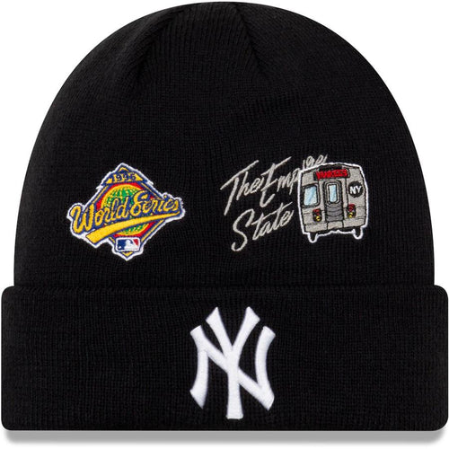 New York Yankees New Era MLB Cuff Knit Hat Team Color Navy Crown/Cuff White Logo 1996 World Series City Transit