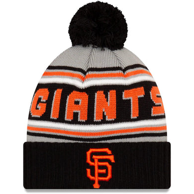 San Francisco Giants New Era MLB Cuffed Pom Knit Gray/Black Team Color Logo 