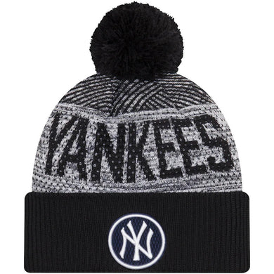 New York Yankees New Era MLB 2022 Cuffed Knit Beanie Hat Gray/Navy Crown/Visor Team Color Logo (Sport Knit)
