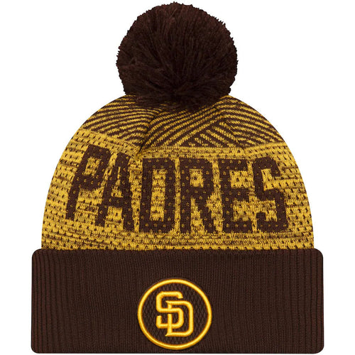 San Diego Padres New Era MLB 2022 Cuffed Knit Beanie Hat Yellow/Brown Crown/Visor Team Color Logo (Sport Knit)