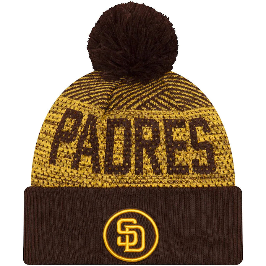 San Diego Padres New Era MLB 2022 Cuffed Knit Beanie Hat Yellow/Brown Crown/Visor Team Color Logo (Sport Knit)