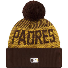 Load image into Gallery viewer, San Diego Padres New Era MLB 2022 Cuffed Knit Beanie Hat Yellow/Brown Crown/Visor Team Color Logo (Sport Knit)

