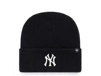 New York Yankees '47 MLB Cuffed Knit Beanie Hat Black Crown/Cuff White Logo