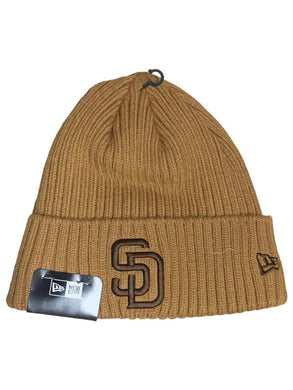 San Diego Padres New Era MLB Cuffed Knit Beanie Hat Light Brown Crown/Visor Brown Logo