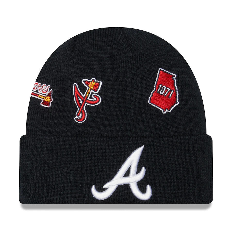 Atlanta Braves New Era MLB Cuffed Knit Beanie Hat Navy Blue Crown/Visor Team Color Logo (Identity)