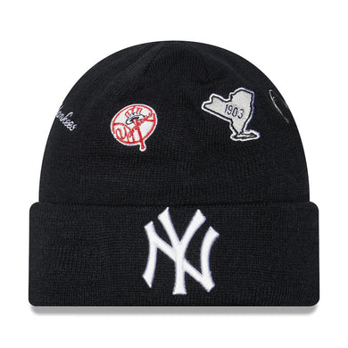 New York Yankees New Era MLB Cuffed Knit Beanie Hat Navy Blue Crown/Visor Team Color Logo (Identity)