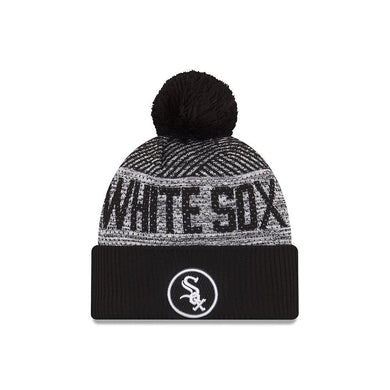 Chicago White Sox New Era MLB 2022 Cuffed Pom Knit Hat Gray/Black Crown/Visor Team Color Logo