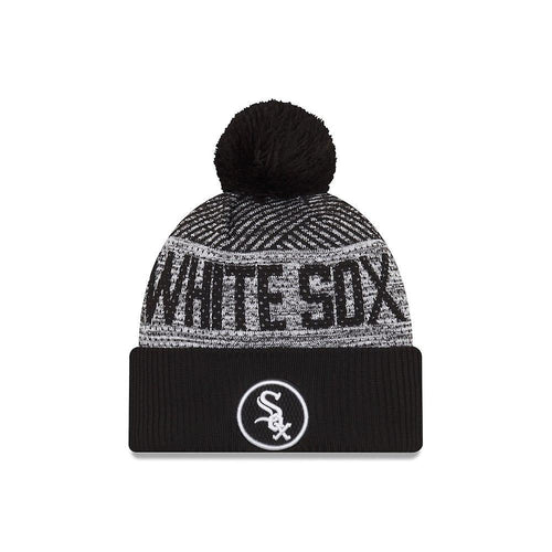 Chicago White Sox New Era MLB 2022 Cuffed Pom Knit Hat Gray/Black Crown/Visor Team Color Logo