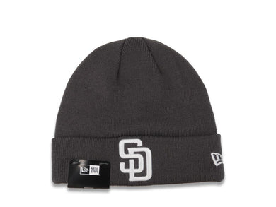 San Diego Padres New Era MLB Cuffed Knit Hat Dark Gray Crown/Cuff White Logo (Solid Color Knit)