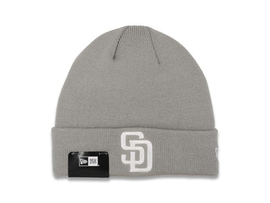 San Diego Padres New Era MLB Cuffed Knit Hat Gray Crown/Cuff White Logo (Solid Color Knit)