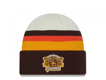 Load image into Gallery viewer, San Diego Padres New Era MLB Cuffed Retro Knit Beanie Hat White/Brown/Yellow Crown/Visor Orange/Brown/Yellow Script
