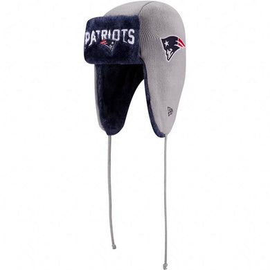 New England Patriots New Era NFL Trapper Knit Gray/Navy Blue Crown/Visor Team Color Logo