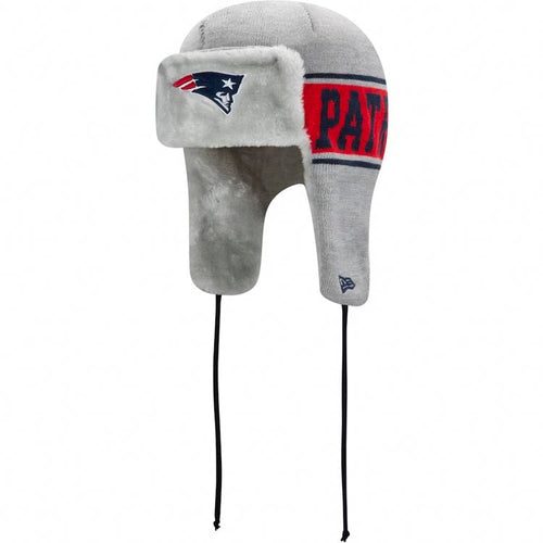 New England Patriots New Era NFL Trapper Knit Gray Crown/Visor Team Color Logo