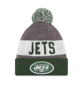New York Jets New Era Cuffed Pom Knit Beanie Hat Green/White Crown/Visor Team Color Logo (2016 Sideline)