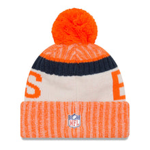 Load image into Gallery viewer, Denver Broncos New Era NFL Cuffed Pom 2017 Sideline Knit Hat Team Color Orange Crown/Cuff Team Color Logo
