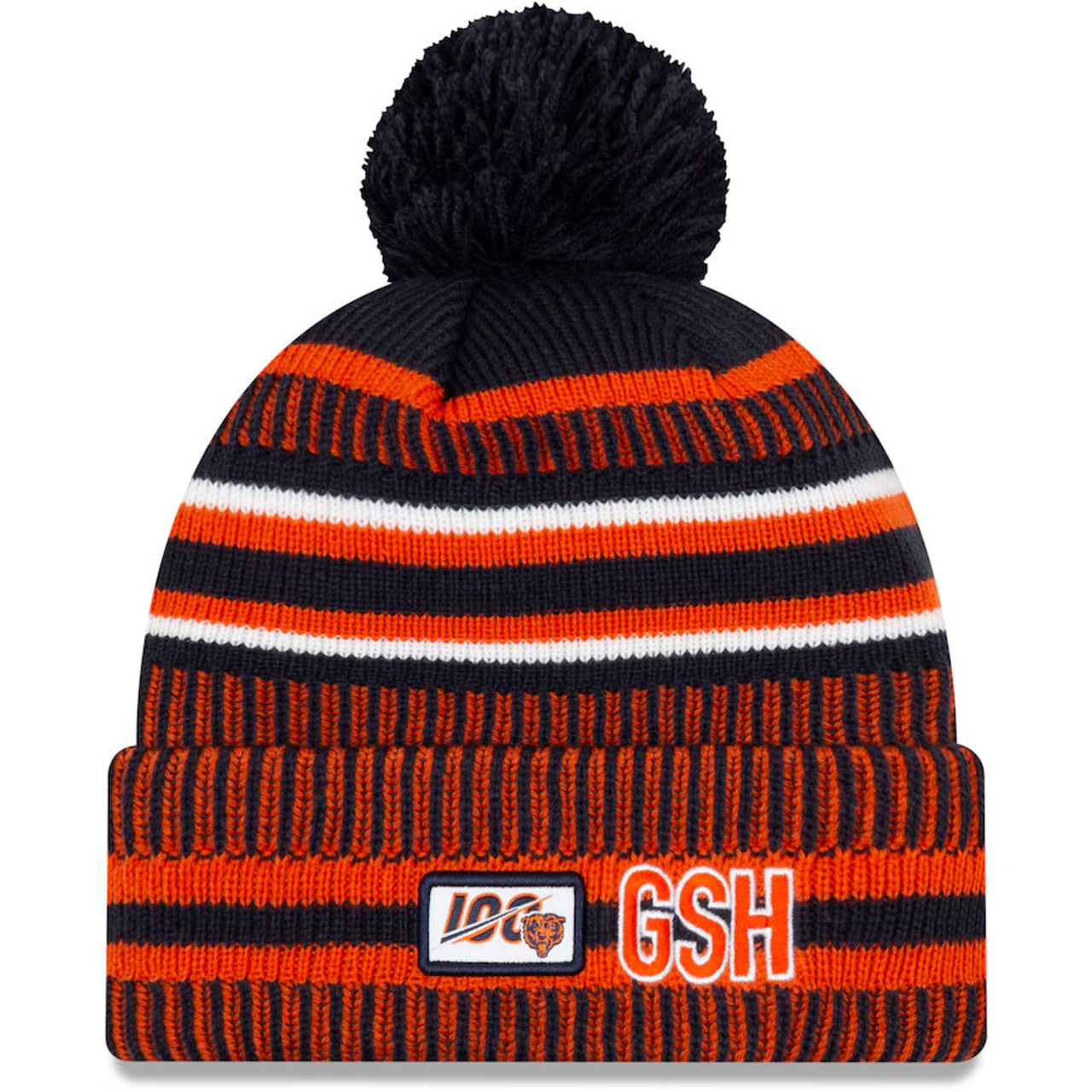 Chicago Bears Beanie Orange design with‎ logo, stars & rhinestones Chicago Bears Beanie/hat Navy Orange White Crochet W/ Emblem  main image 2