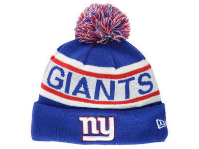 New York Giants New Era NFL Cuffed Pom Knit Hat Royal Blue/White/Red Crown Royal Blue Cuff Tam Color Logo (Biggest Fan)