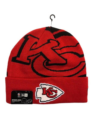 Kansas City Chiefs New Era NFL Cuffed Whiz A3 Knit Beanie Hat Red Crown/Visor Team Color Logo