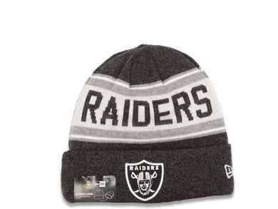 Oakland Raiders New Era NFL Cuffed Stated A4 Knit Beanie Hat Black/White Crown/Visor Team Color Logo