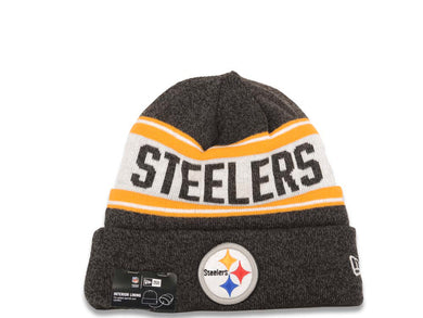 Pittsburgh Steelers New Era NFL Cuffed Stated A4 Knit Beanie Hat Black/Yellow/White Crown/Visor Team Color Logo