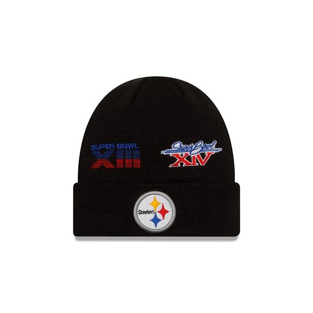 Pittsburgh Steelers New Era NFL Cuffed Knit Beanie Black Team Color Logo (Super Bowl Champions)