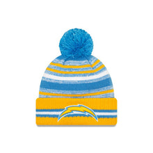 Load image into Gallery viewer, Los Angeles Chargers New Era NFL2021 Sideline Sport Official Cuffed Pom Knit Sky Blue/White/Yellow Team Color Logo
