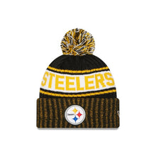 Load image into Gallery viewer, Pittsburgh Steelers New Era NFL Cuffed Pom Knit Yellow/White Team Color Logo (Knit Marl)
