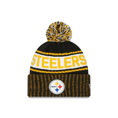 Pittsburgh Steelers New Era NFL Cuffed Pom Knit Yellow/White Team Color Logo (Knit Marl)