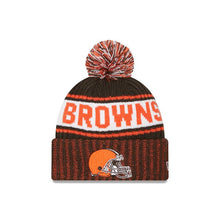 Load image into Gallery viewer, Cleveland Browns New Era NFL Cuffed Pom Knit Hat Brown Team Color (Knit Marl)
