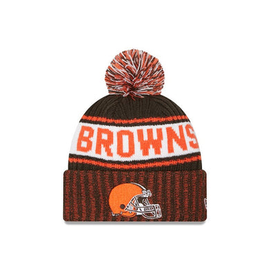 Cleveland Browns New Era NFL Cuffed Pom Knit Hat Brown Team Color (Knit Marl)