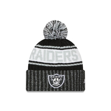 Las Vegas Raiders New Era NFL Cuffed Pom Knit Black/White Team Color Logo (Knit Marl)