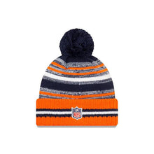 Load image into Gallery viewer, Denver Broncos New Era NFL 2021 Sideline Sport Official Pom Cuffed Knit Beanie Orange/Navy Team Color
